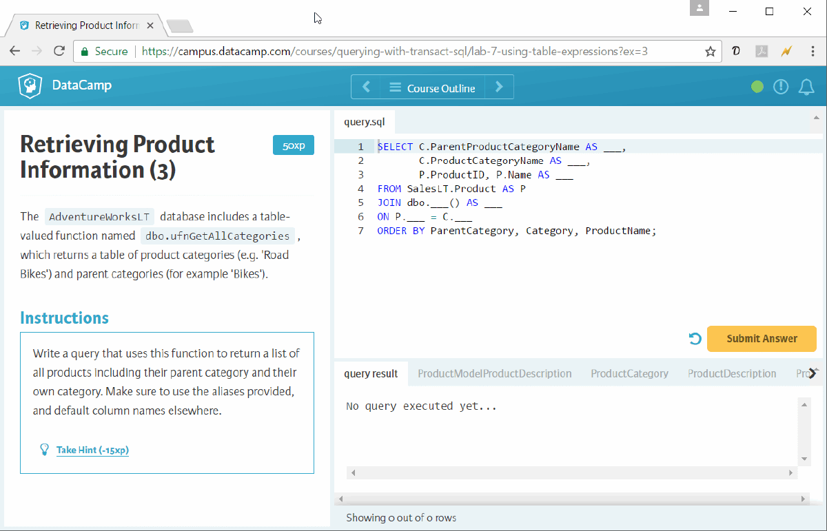 DAT201 - Querying with Transact-SQL